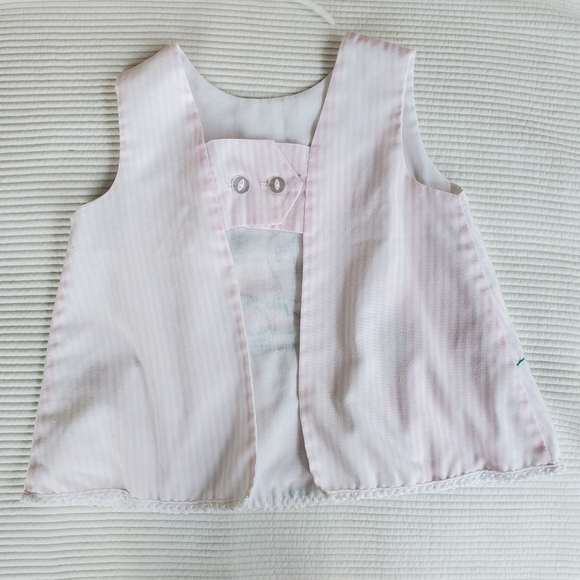 Hippo Hippopotamus Baby Dress T4 Vintage Pink Stripes Jumper Embroidered - Picture 3 of 5